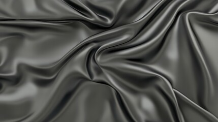 Fototapeta premium Dark Gray Silk Fabric Texture, Detailed Drape and Flowing Material