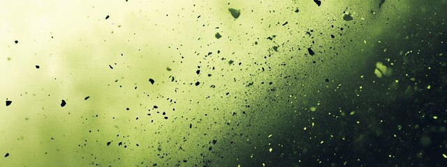 Green particles falling, underwater, dark background, texture