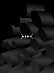 Modern black background with luxury 3d abstract circle pattern.