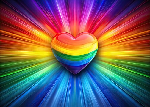 Vibrant rainbow heart, a long exposure celebration of LGBTQ+ Pride Month.