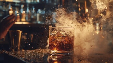 Whiskey glass with dramatic lighting