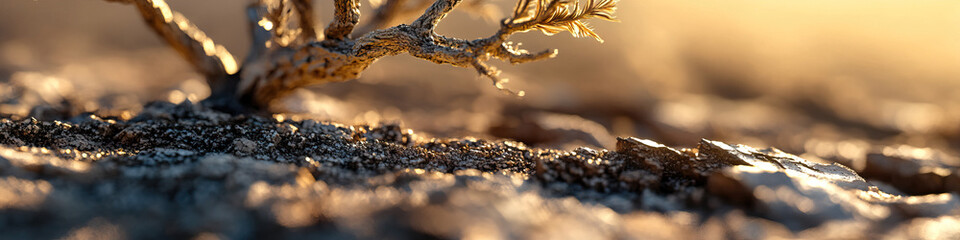 Obraz premium Close-up of Xerophytic Plant on Rocky Surface at Sunset