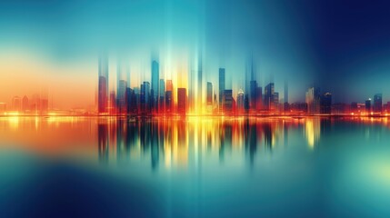 Fototapeta premium Vibrant City Skyline at Dawn, Stunning Architectural Masterpiece
