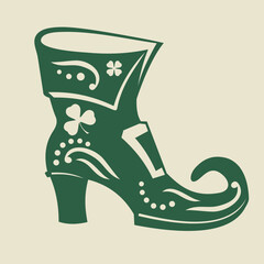 Leprechaun boot icon. Design element on Saint Patrick's Day theme. Vector illustration