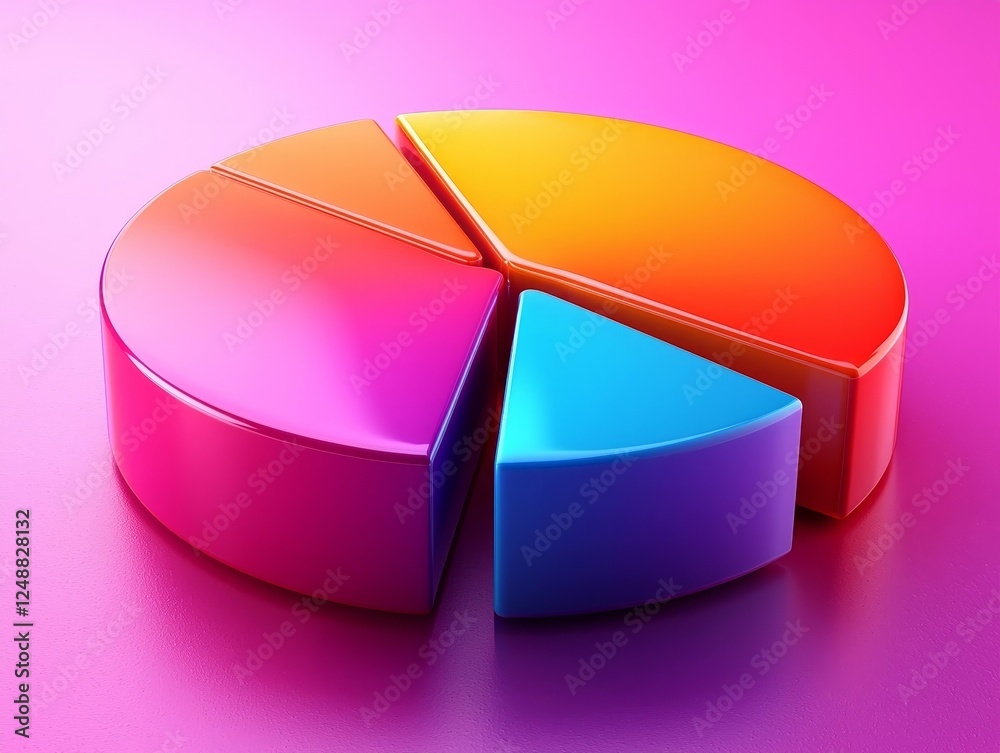 Aufkleber conceptual glowing pie chart visualizing customer sentiment data with vibrant gradient background