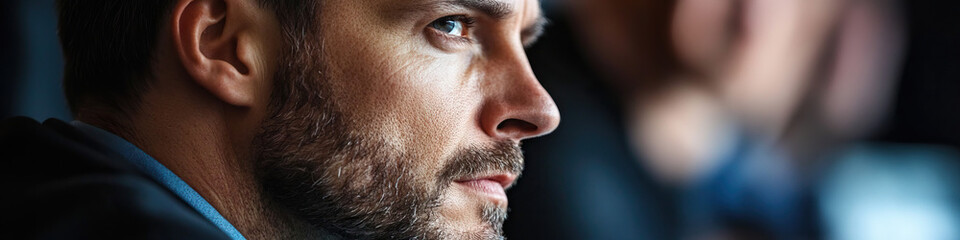 Profile Portrait of Bearded Man in Suit Jacket