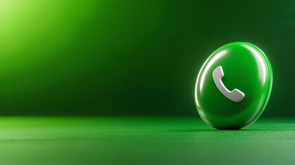 Green Call Button on a Dark Background. Generative AI