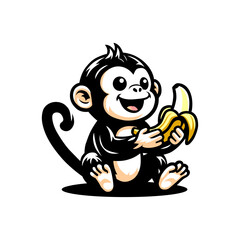 Cute Monkey Eating Banana