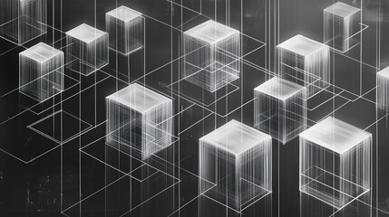 Abstract Geometric Cubes Design: A Striking Architectural Sketch