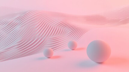 Abstract Pink Architecture Design with Geometric Shapes and Soft Hues