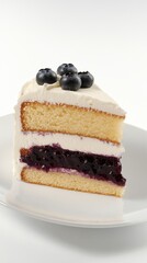 A Delectable Slice of Blueberry Cake with Whipped Cream