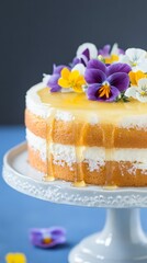 Honey Drizzled Floral Layer Cake - A Delightful Visual Treat