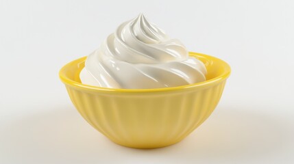 Whipped Cream in a Vibrant Yellow Bowl - A Delightful Dessert