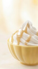 A Delectable Whipped Cream Dessert in a Golden Bowl