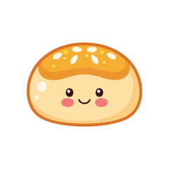 Fototapeta premium Bun Bread Food Eat Meal Snack Cuisine Animation Kawaii Character 