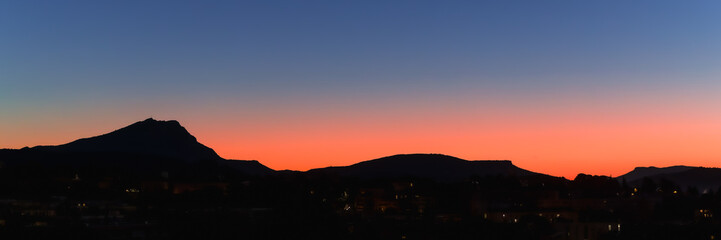 Sainte Victoire mountain in the light of a winter morning