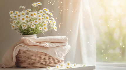 Delicate Daisies and Soft Towels: A Springtime Still Life