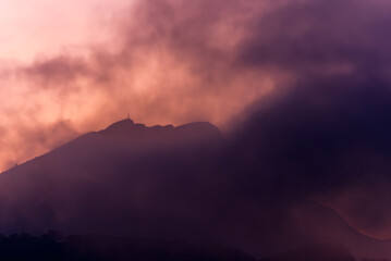 Sainte Victoire mountain in the light of a winter morning
