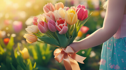 A Stunning Bouquet of Tulips in the Spring Sunshine