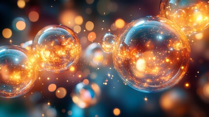 Floating luminous glass spheres encapsulate a mesmerizing burst of starlight