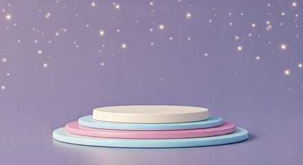 A pastel gradient podium with tiny, glowing stars in the background, Ai Generated