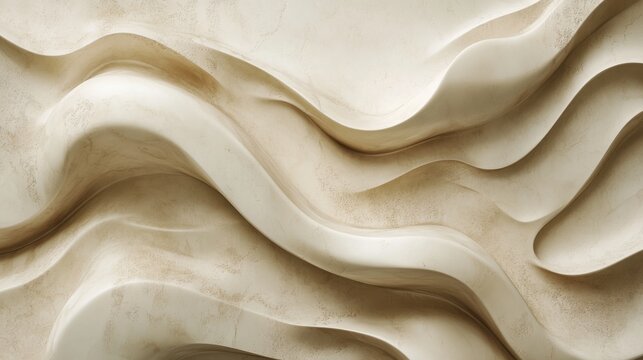 Abstract creamy stone wall texture with repeating wave pattern