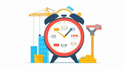 A symbolic image of a clock with different stages of a project labeled at each hour.