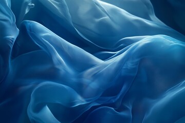 Obraz premium Blue silk fabric flowing, studio shot, abstract background, textile design