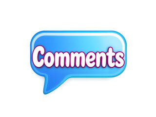 A blue speech bubble with "Comments" text, suitable for communication or social media concepts. Generative AI