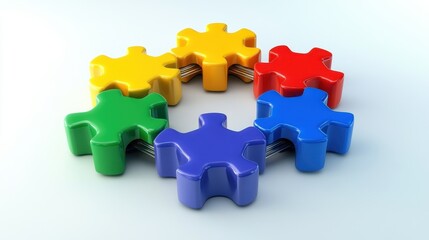 Obraz premium Cogs in a machine interlocked and spinning, representing coordinated teamwork