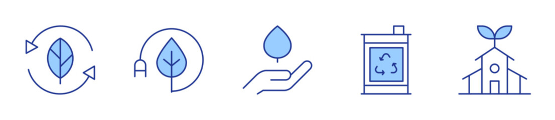 bio, recycle, ecology, energy saving, environmental protection. Ecology Icon vector illustration. Line Duotone style. Editable stroke