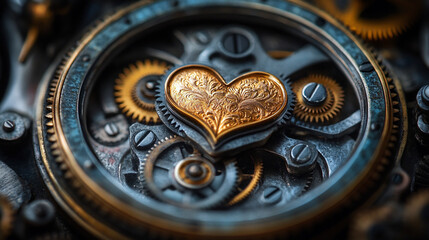 A close-up of intricate brass gears, showcasing the inner workings of a mechanical device.