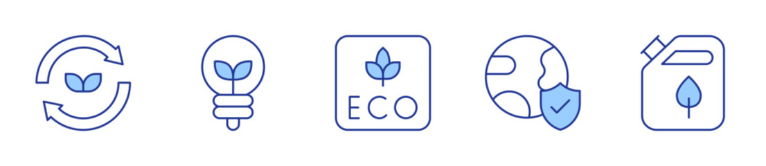 ecology, eco light, ecologism, eco fuel, eco friendly. Ecology Icon vector illustration. Line Duotone style. Editable stroke