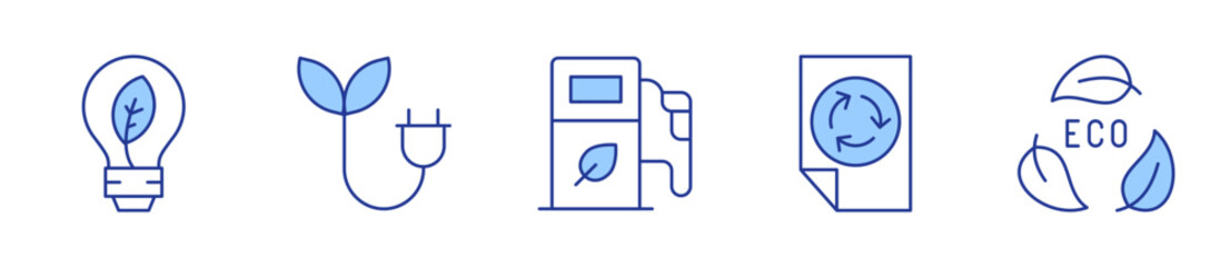 green energy, paper recycle, eco friendly. Ecology Icon vector illustration. Line Duotone style. Editable stroke