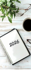 Naklejka premium New Year concept: a notebook with 