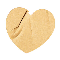 A valentine craft love or symbol heart tag shape crumpled paper sticker label cutout isolated on...