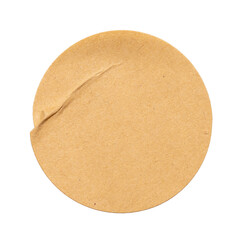 Blank craft round paper sticker label cutout isolated on a transparent background