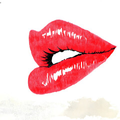 Obraz premium Captivating Crimson Lips A Sensual Beauty Close up