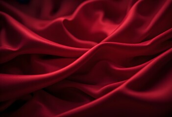 Obraz premium Luxurious Flowing Red Silk Fabric with Deep Folds and Soft Shadows AI Generated