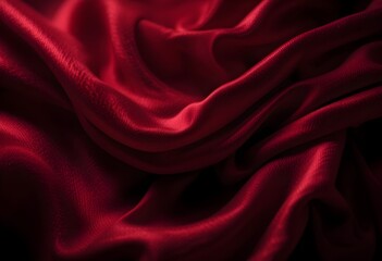 Obraz premium Luxurious Flowing Red Silk Fabric with Deep Folds and Soft Shadows AI Generated