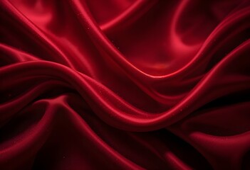 Obraz premium Luxurious Flowing Red Silk Fabric with Deep Folds and Soft Shadows AI Generated