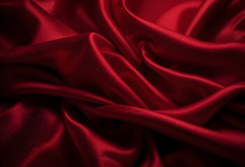 Obraz premium Luxurious Flowing Red Silk Fabric with Deep Folds and Soft Shadows AI Generated