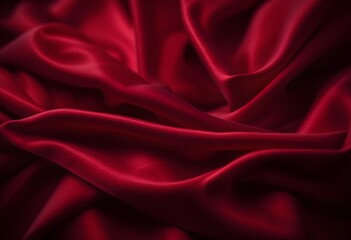 Obraz premium Luxurious Flowing Red Silk Fabric with Deep Folds and Soft Shadows AI Generated