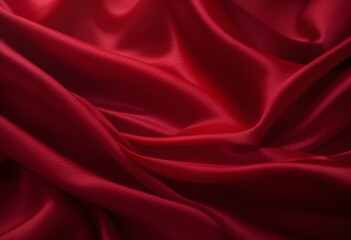 Obraz premium Luxurious Flowing Red Silk Fabric with Deep Folds and Soft Shadows AI Generated