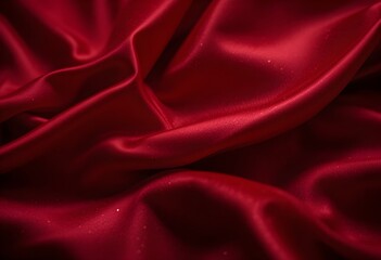 Luxurious Flowing Red Silk Fabric with Deep Folds and Soft Shadows AI Generated