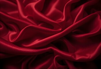 Obraz premium Luxurious Flowing Red Silk Fabric with Deep Folds and Soft Shadows AI Generated