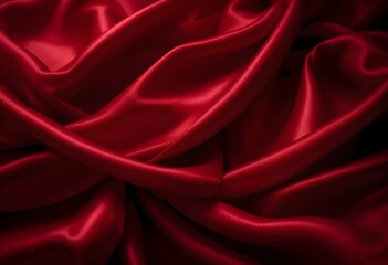 Obraz premium Luxurious Flowing Red Silk Fabric with Deep Folds and Soft Shadows AI Generated