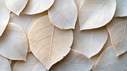 Obraz premium Detailed leaf pattern intricately carved into textured beige stone for interior decoration