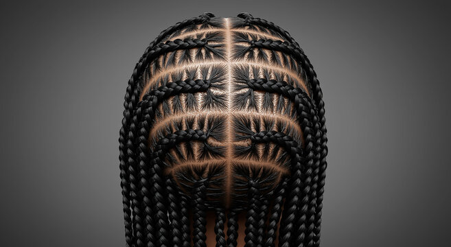 Braided hair, close up of African American woman with cornrows hairstyle in studio. Beauty, fashion and style concept for salon, hairdresser or beauty product