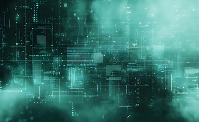 Abstract digital network with luminous lines and futuristic data representation forming an immersive technology-driven visual experience